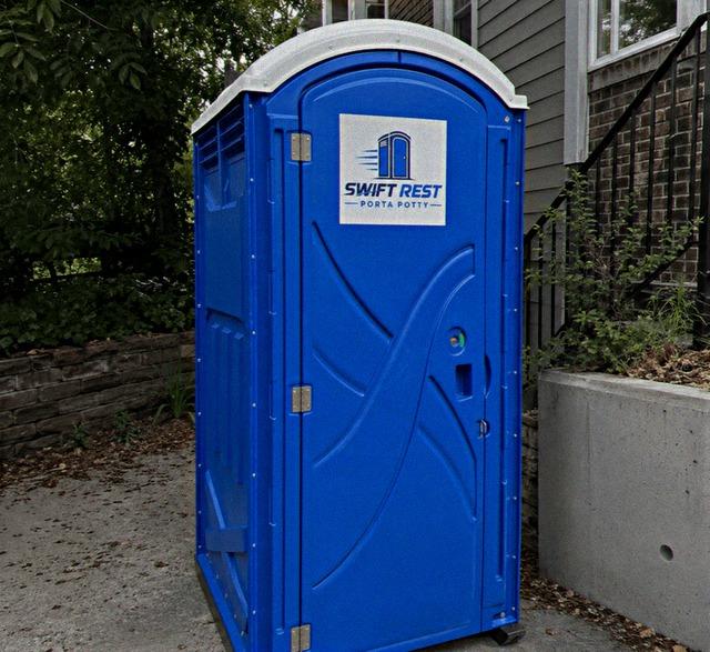 Standard portable toilet rental unit on site